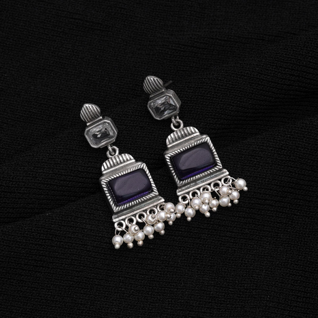 Blue Color Oxidised Earrings
