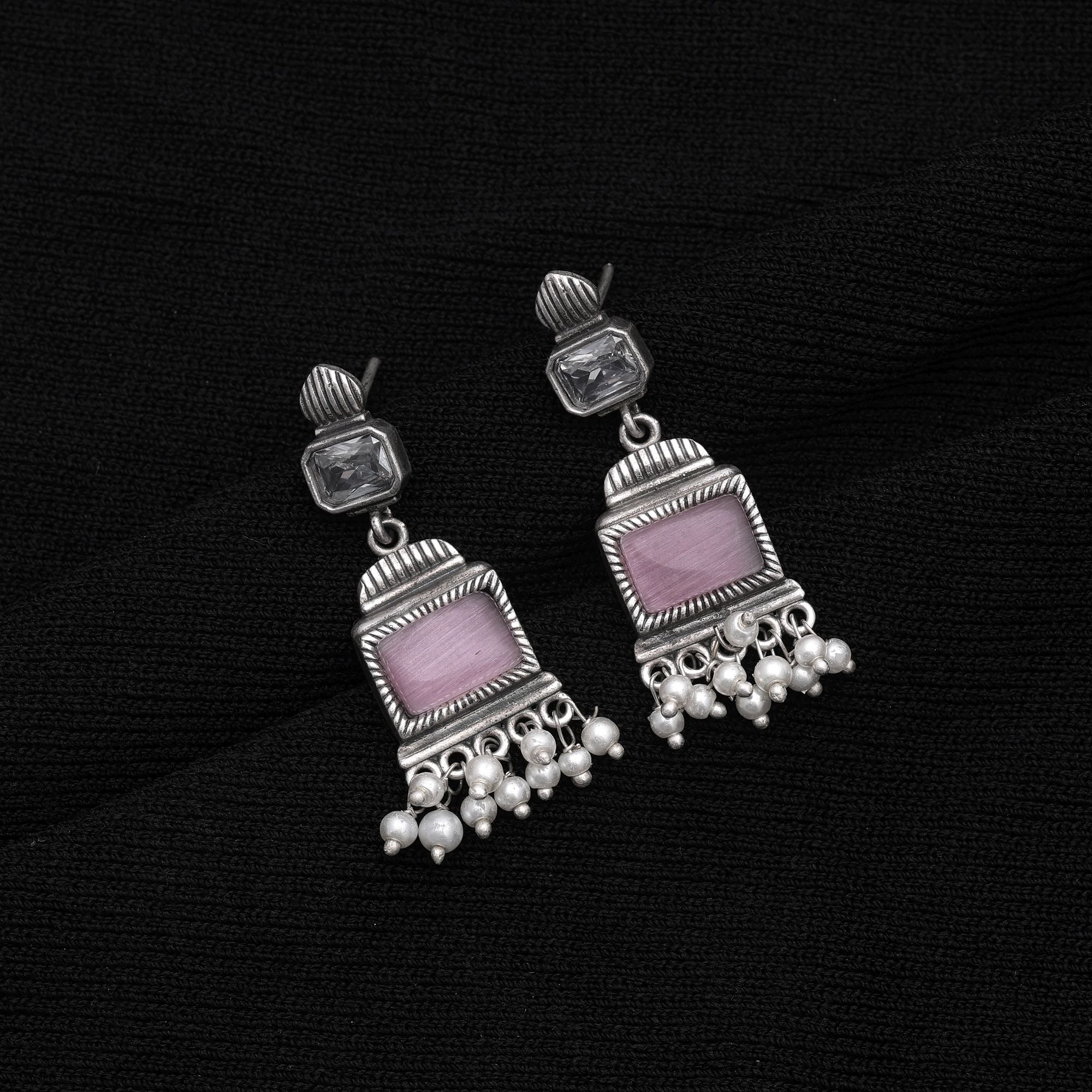 Light Pink Color Oxidised Earrings