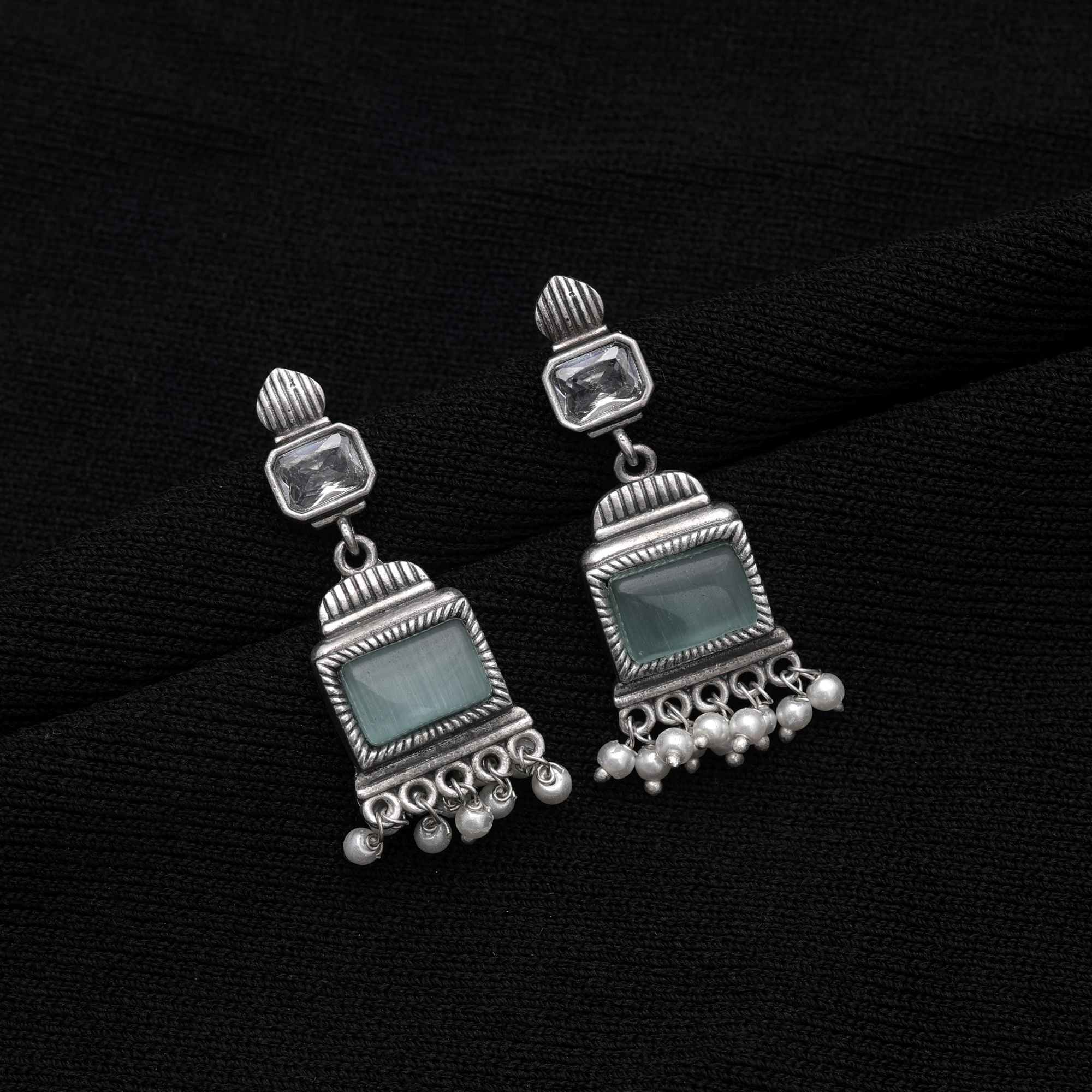 Pista Green Color Oxidised Earrings