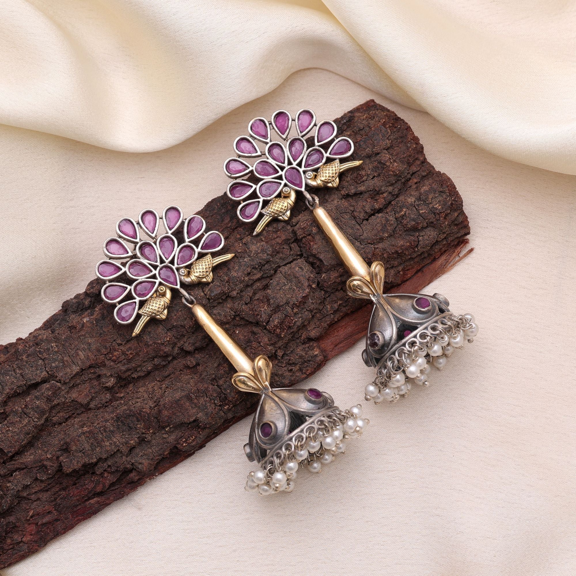 Rani Color Dual Tone Oxidised Earrings