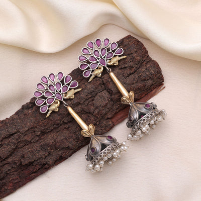 Rani Color Dual Tone Oxidised Earrings