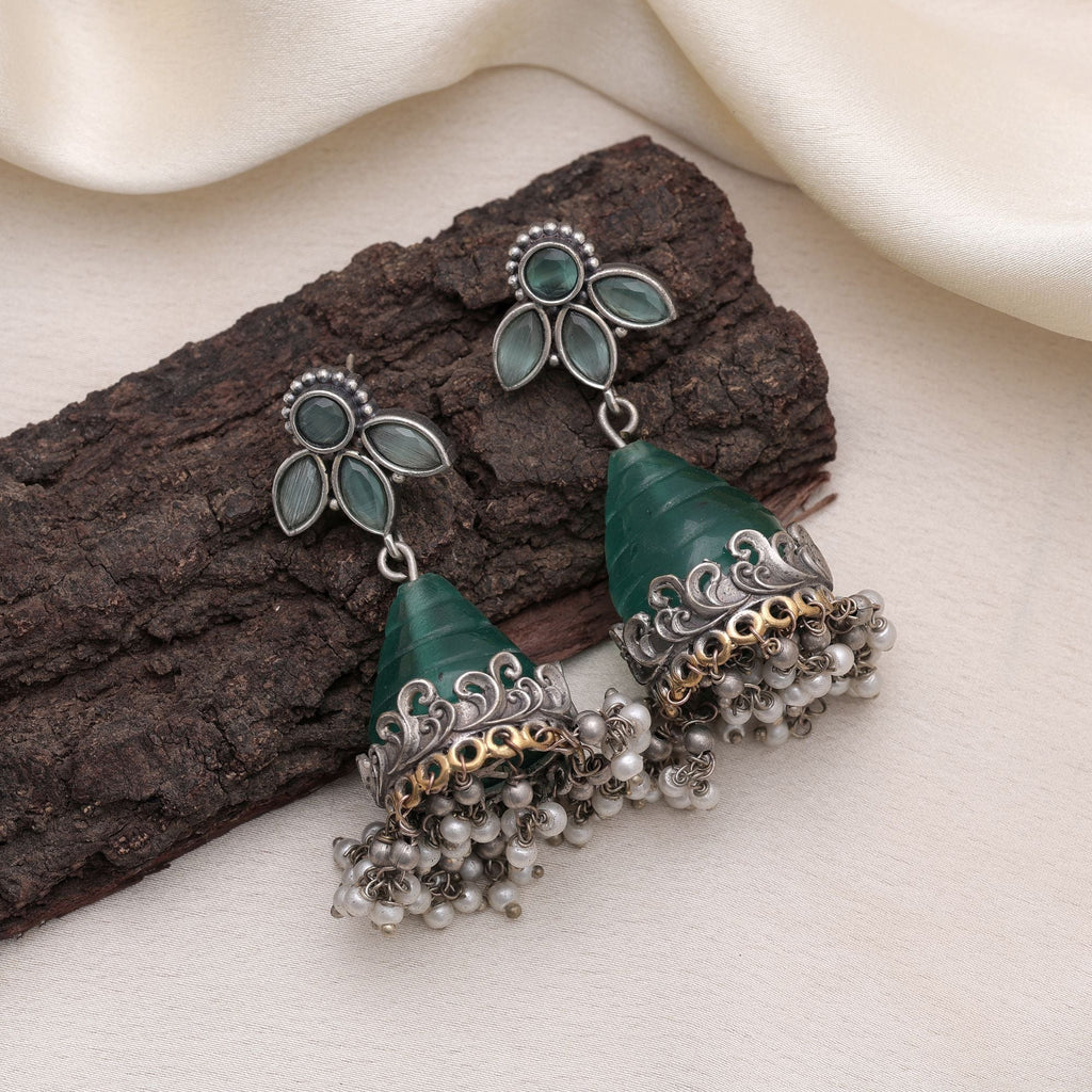 Rama Green Color Oxidised Earrings