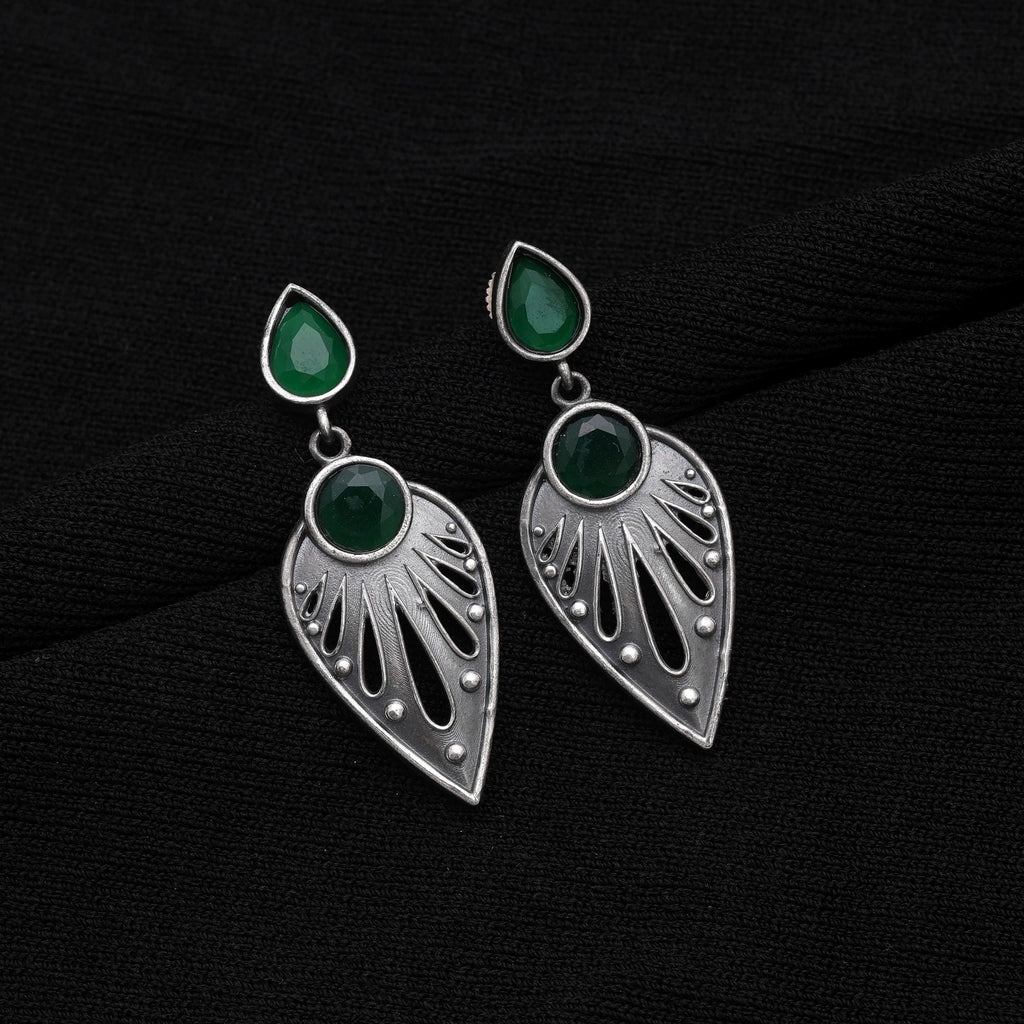Green Color Oxidised Earrings