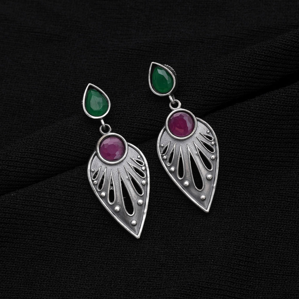 Rani & Green Color Oxidised Earrings