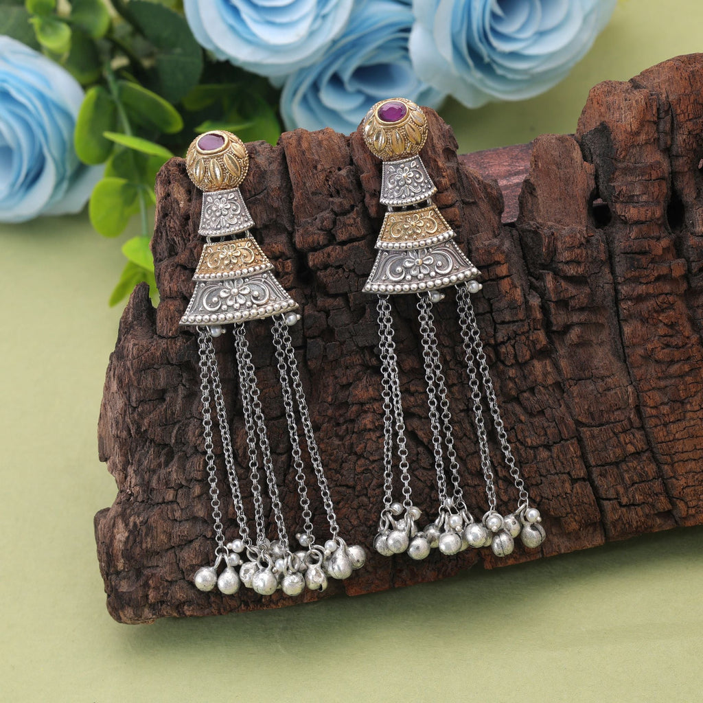 Rani Color Dual Tone Oxidised Earrings