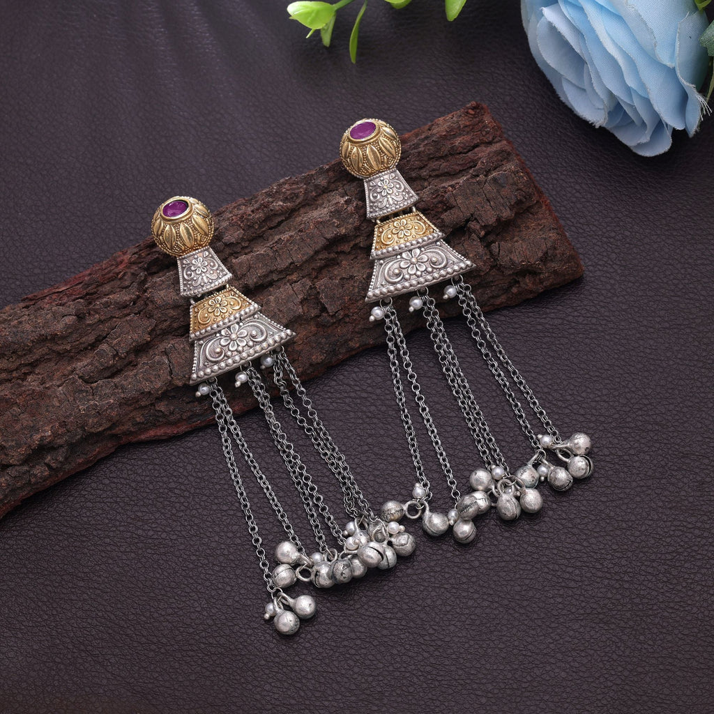 Rani Color Dual Tone Oxidised Earrings