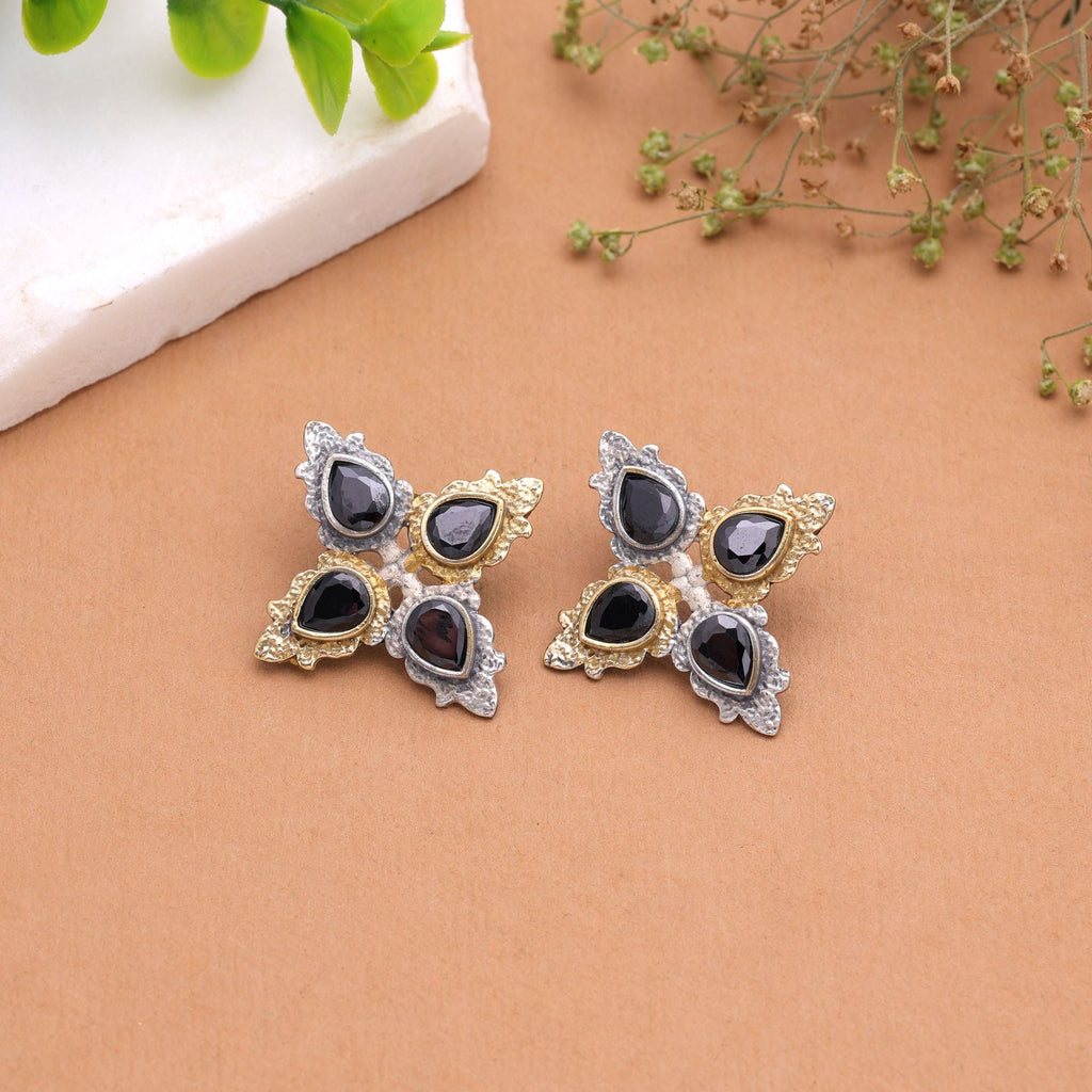 Black Color Dual Tone Oxidised Earrings Handmade Designer Style