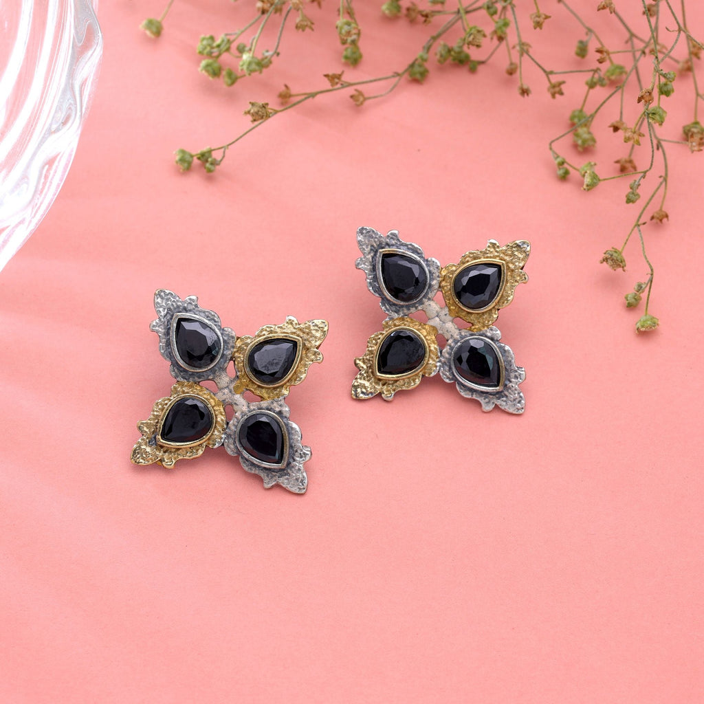 Black Color Dual Tone Oxidised Earrings Handmade Designer Style