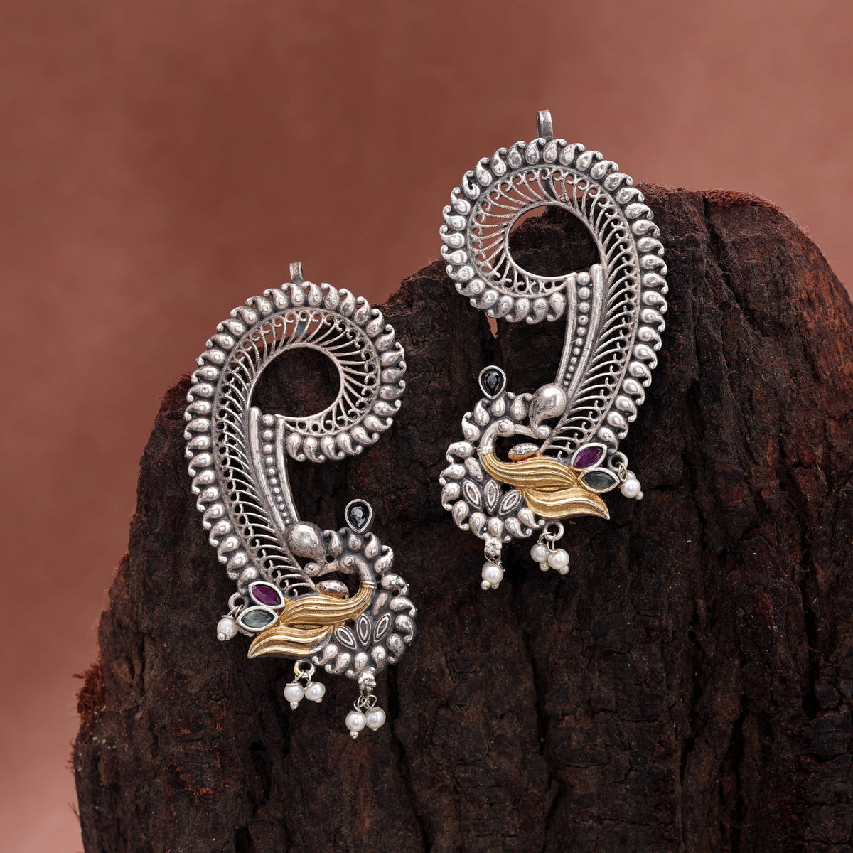Multi Color Dual Tone Oxidised Earrings With Beautiful Festive Jewellery Appeal