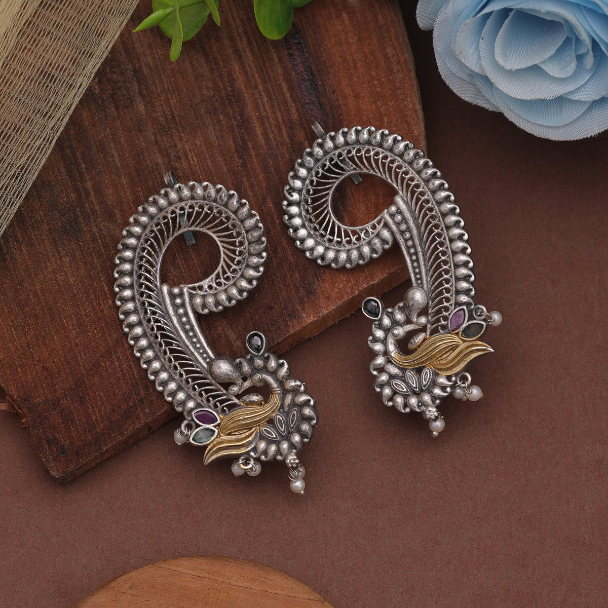 Multi Color Dual Tone Oxidised Earrings With Beautiful Festive Jewellery Appeal