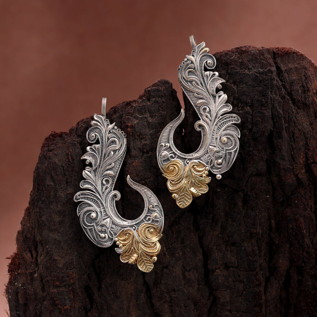 Silver & Gold Color Dual Tone Oxidised Earrings With Graceful Traditional Appeal