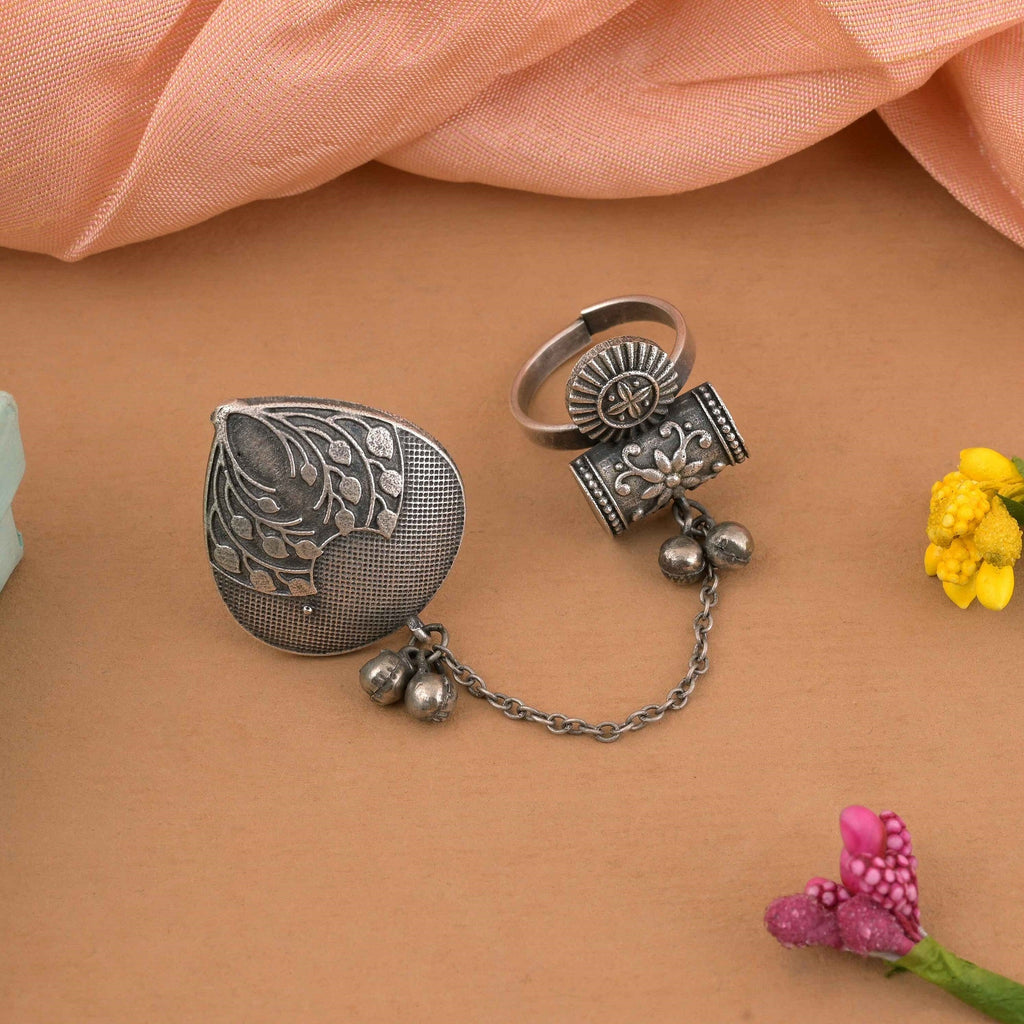 Handcrafted Silver Color Oxidised Rings With Boho And Antique Style