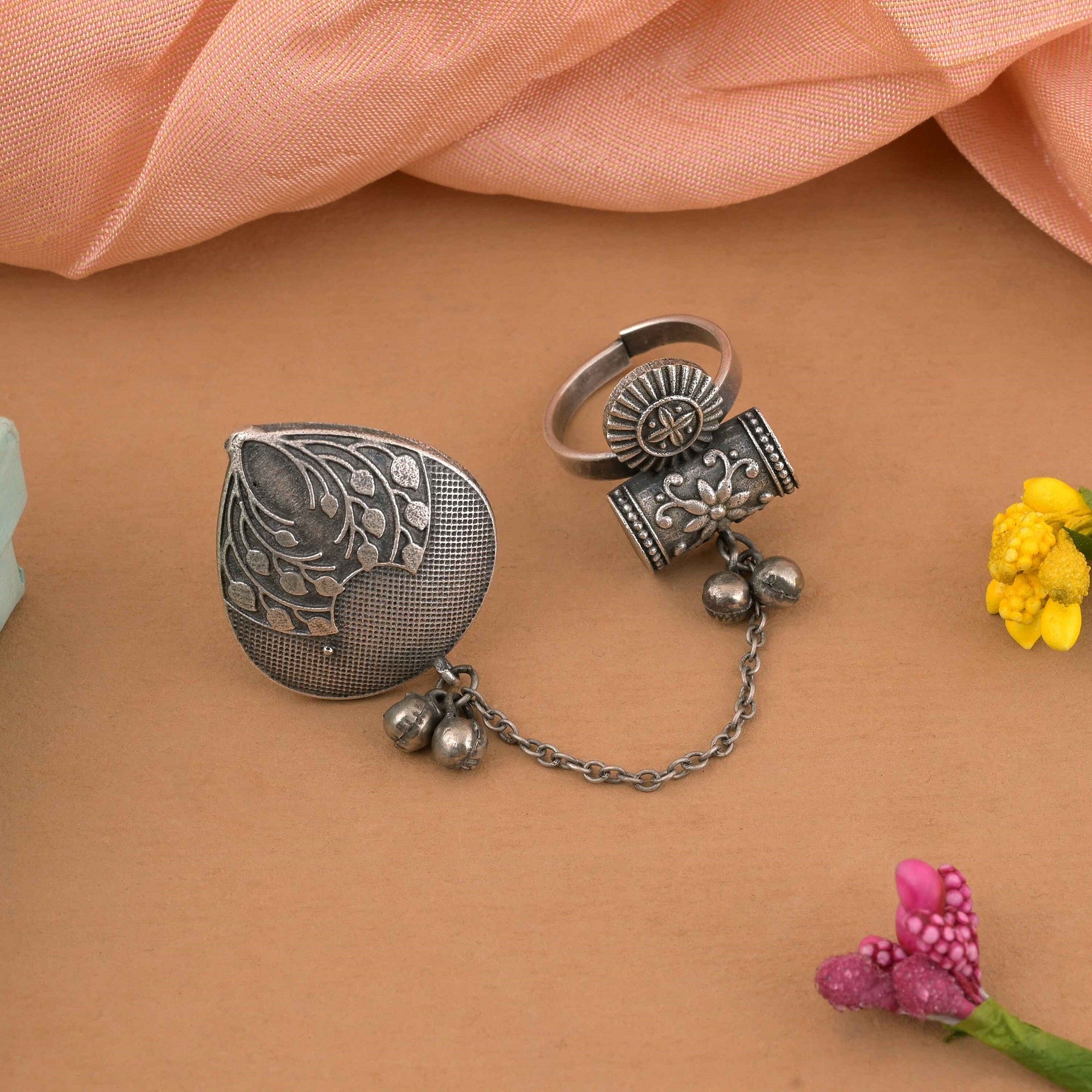 Handcrafted Silver Color Oxidised Rings With Boho And Antique Style