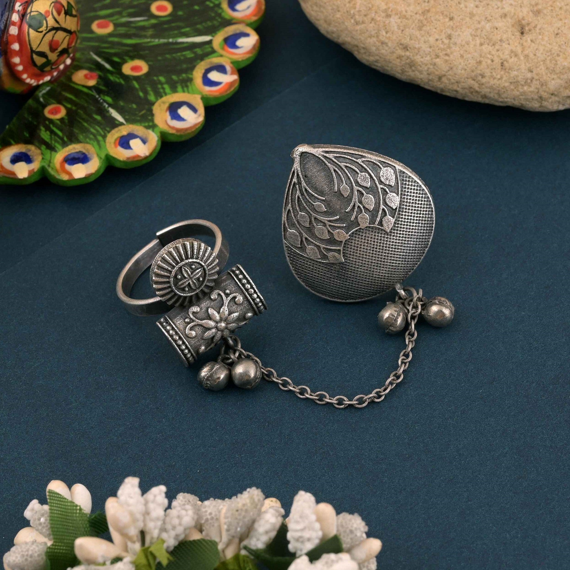 Handcrafted Silver Color Oxidised Rings With Boho And Antique Style