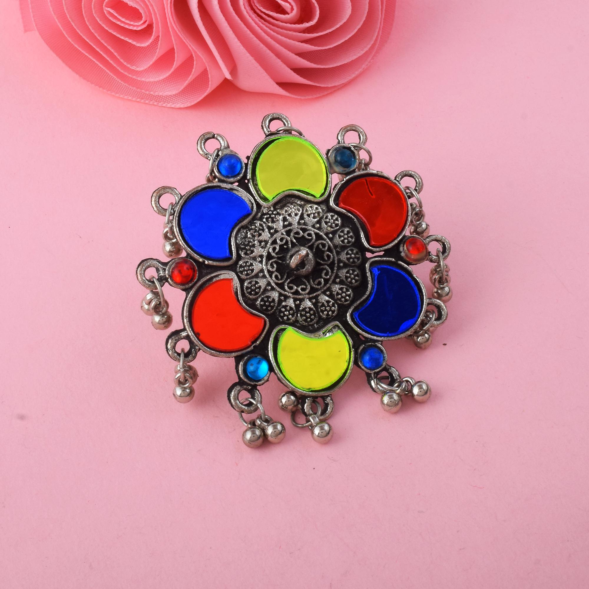 Multi Color Oxidised Rings With Colorful Stones And Tribal Fusion Look