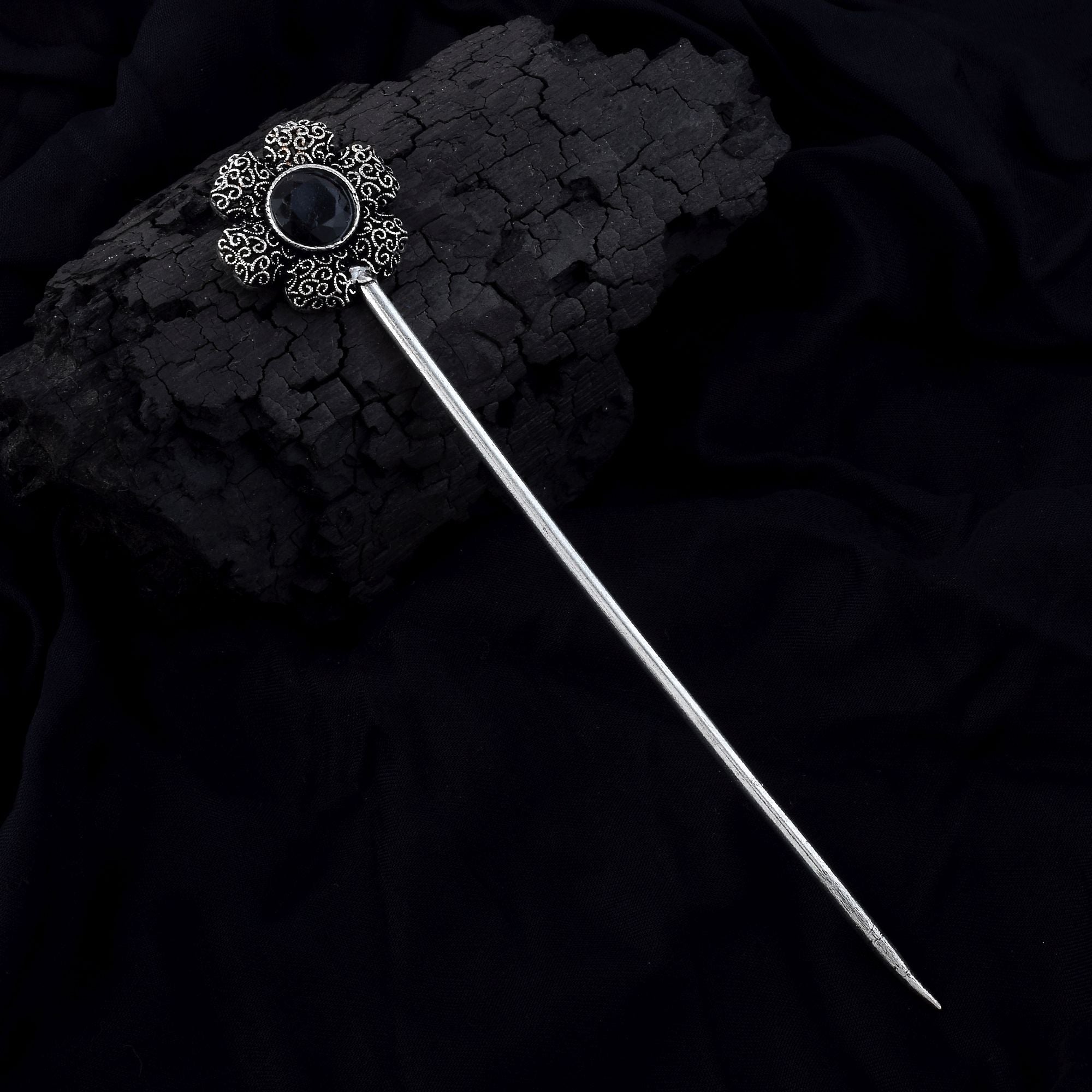 Gorgeous Black Color Oxidised Hair Pin Perfect For Women’S Ethnic Fashion And Bridal Outfits