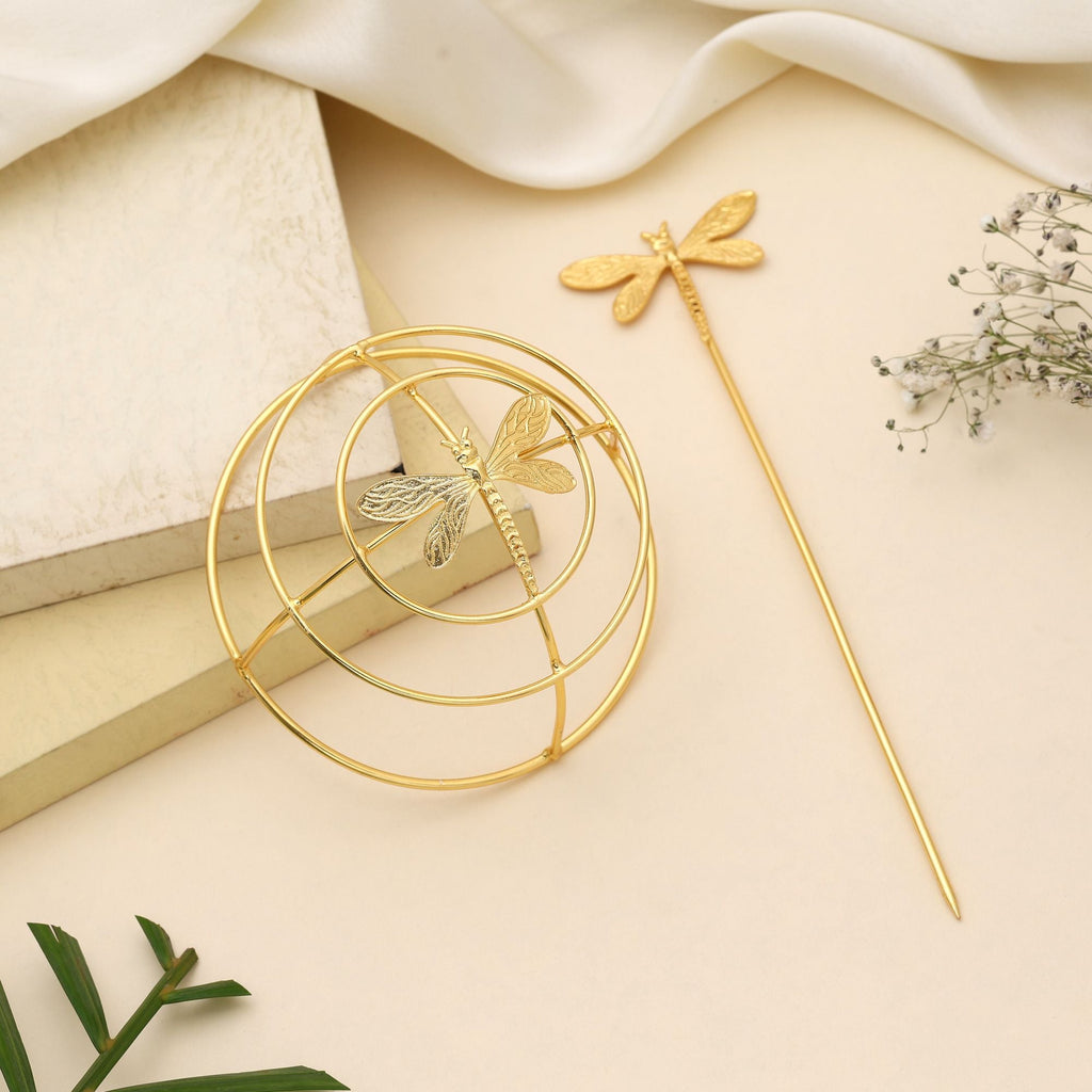 Gold Color Hair Pin Featuring Intricate Detailing Perfect For Weddings And Cultural Celebrations