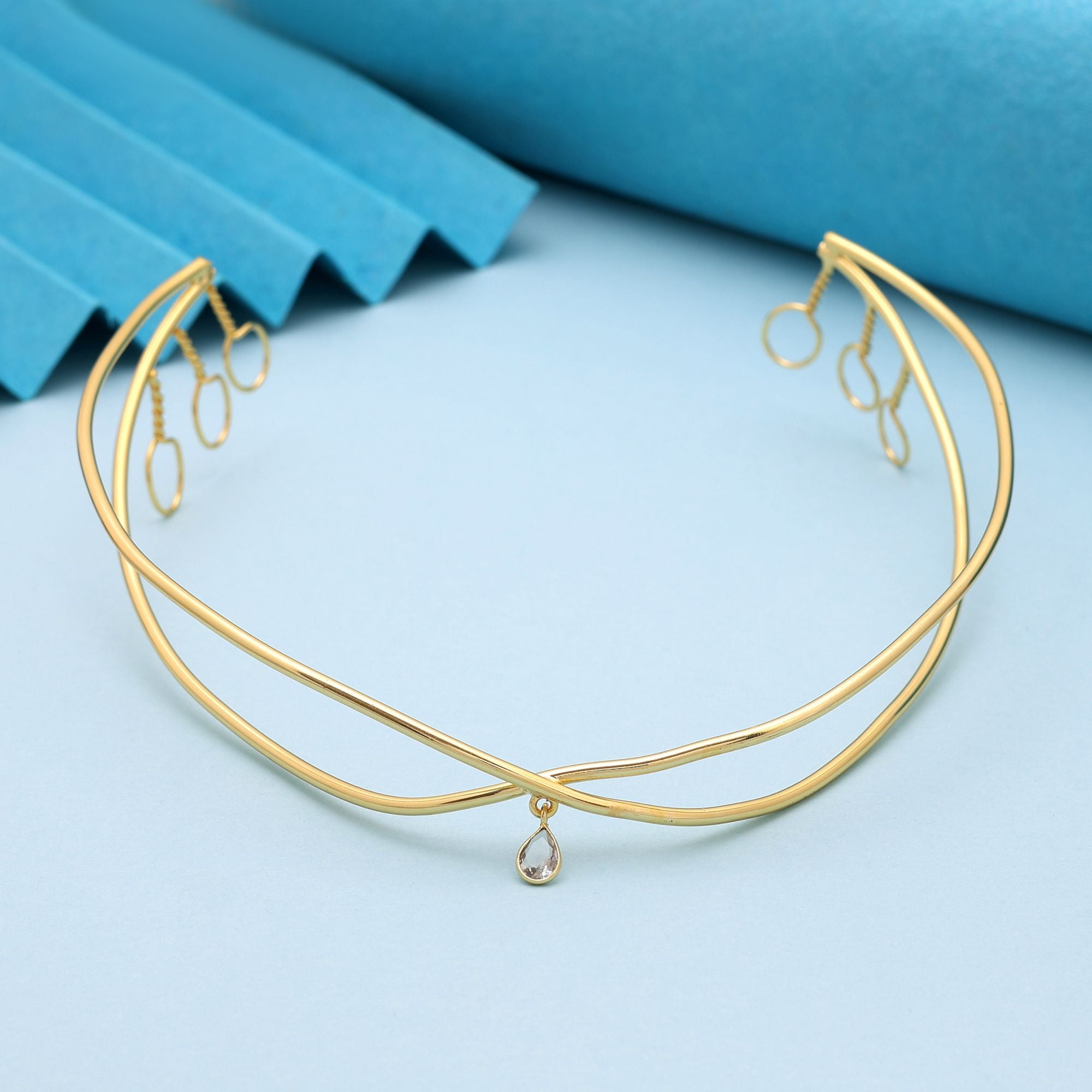 Gold Color Hair Crown (Tiara) (FNHRP118GLD)