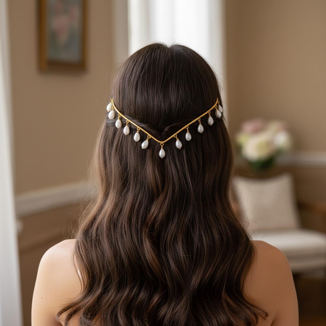 White Color Bridal Hair Crown