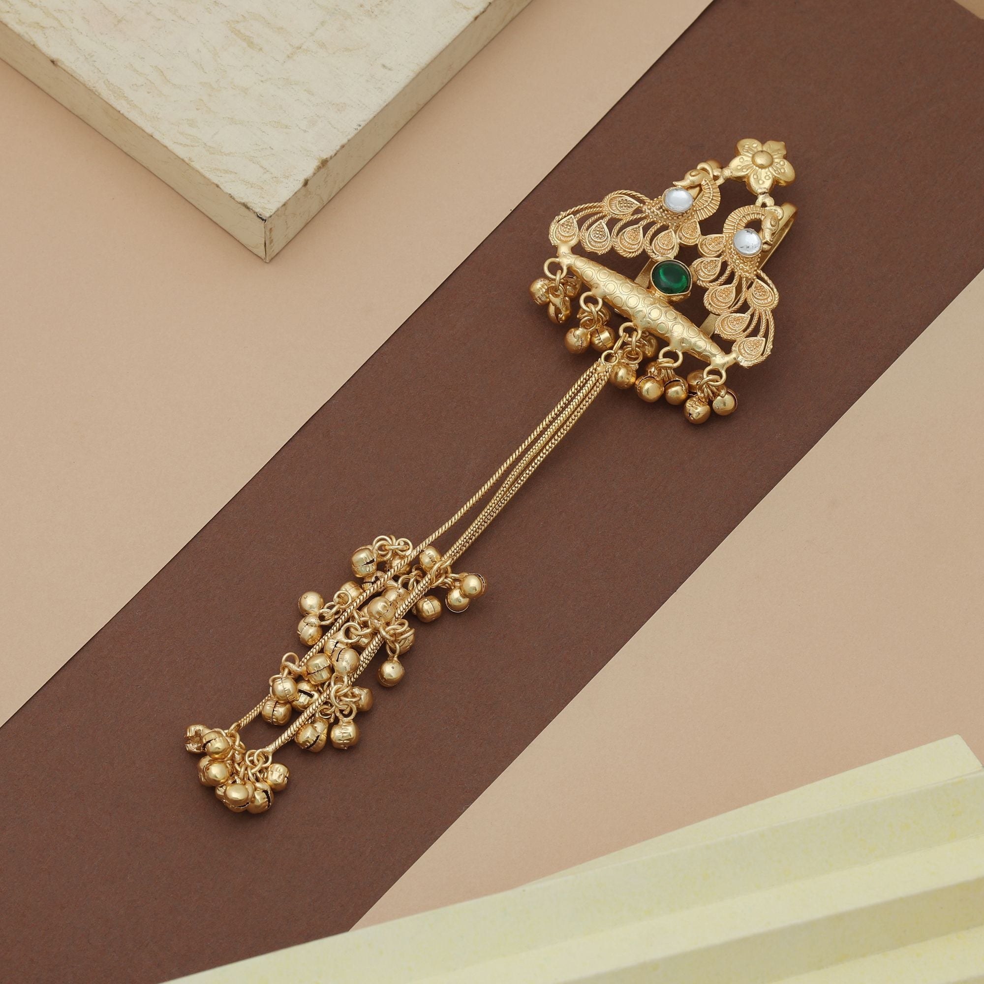 Green Color Hair Pin Traditional Ethnic Hair Accessory