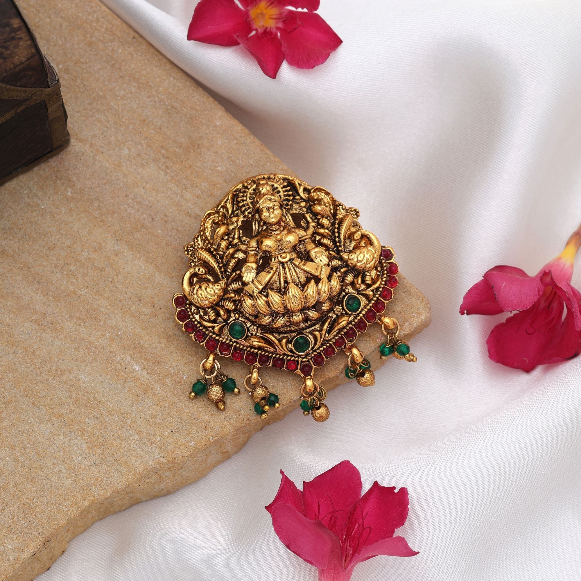 Elegant Rani & Green Temple Hair Barrette