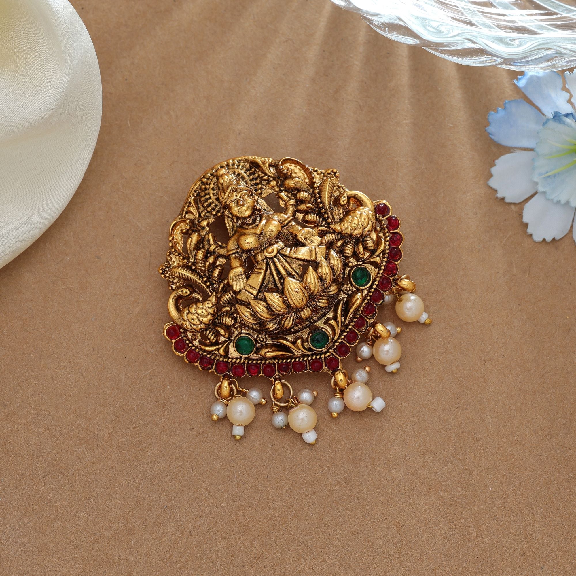 Premium Rani & Green Temple Hair Barrette