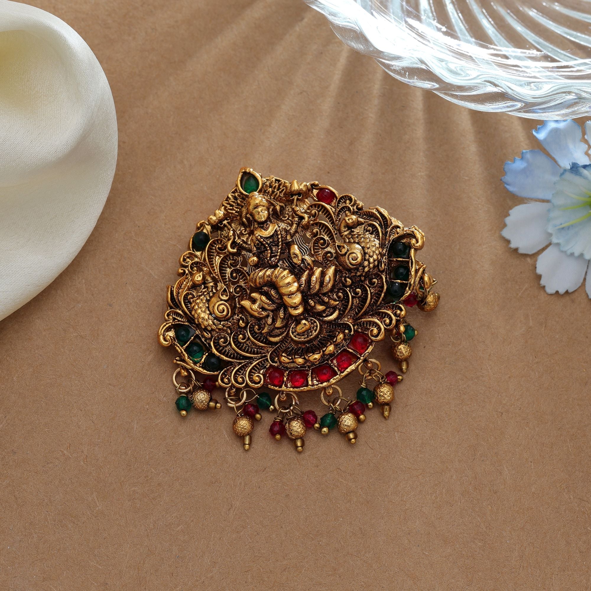 Designer Rani & Green Temple Hair Barrette