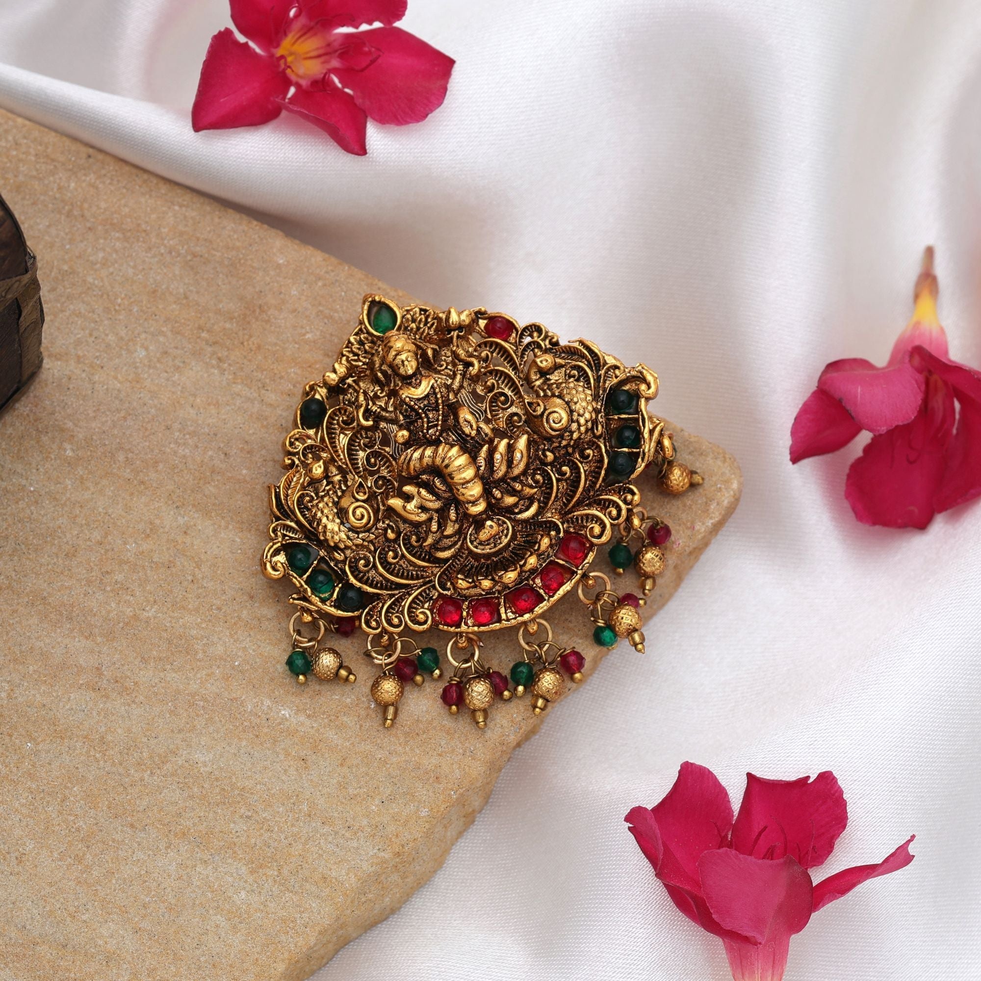 Designer Rani & Green Temple Hair Barrette