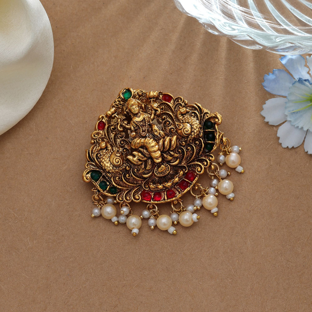 Antique Rani & Green Temple Hair Barrette