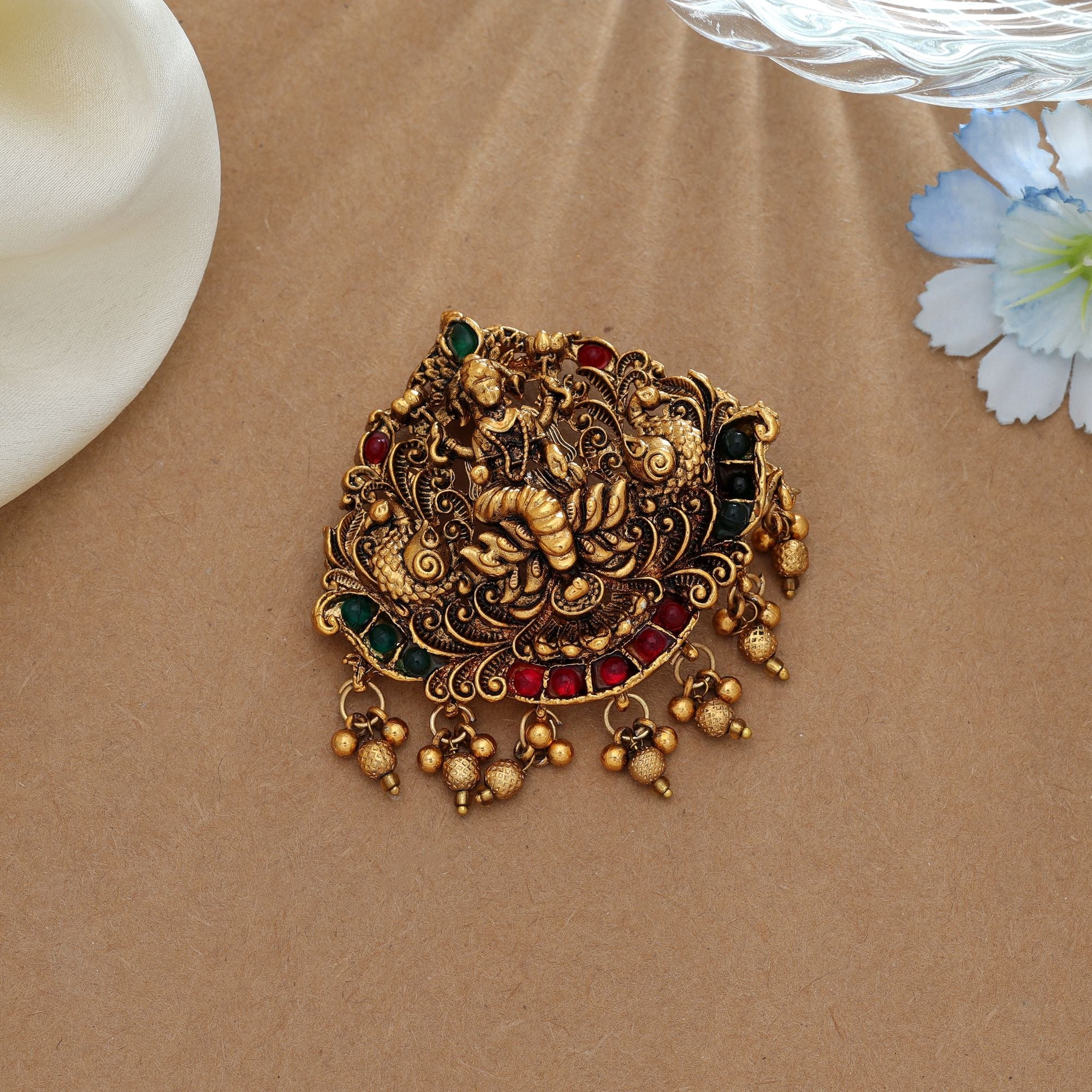 Graceful Rani & Green Temple Hair Barrette