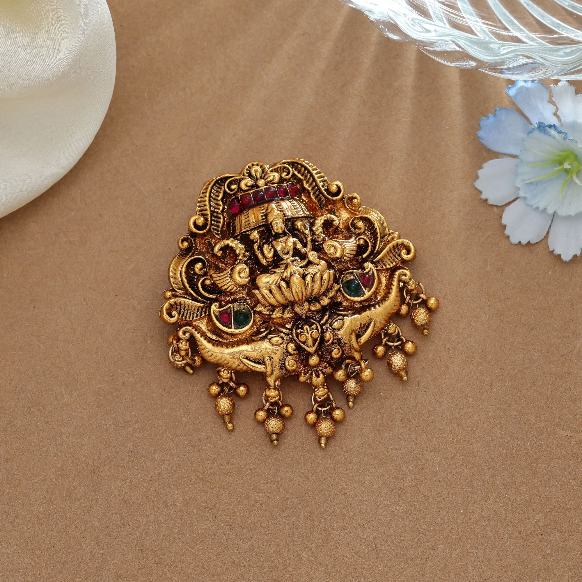 Premium Rani & Green Temple Hair Barrette
