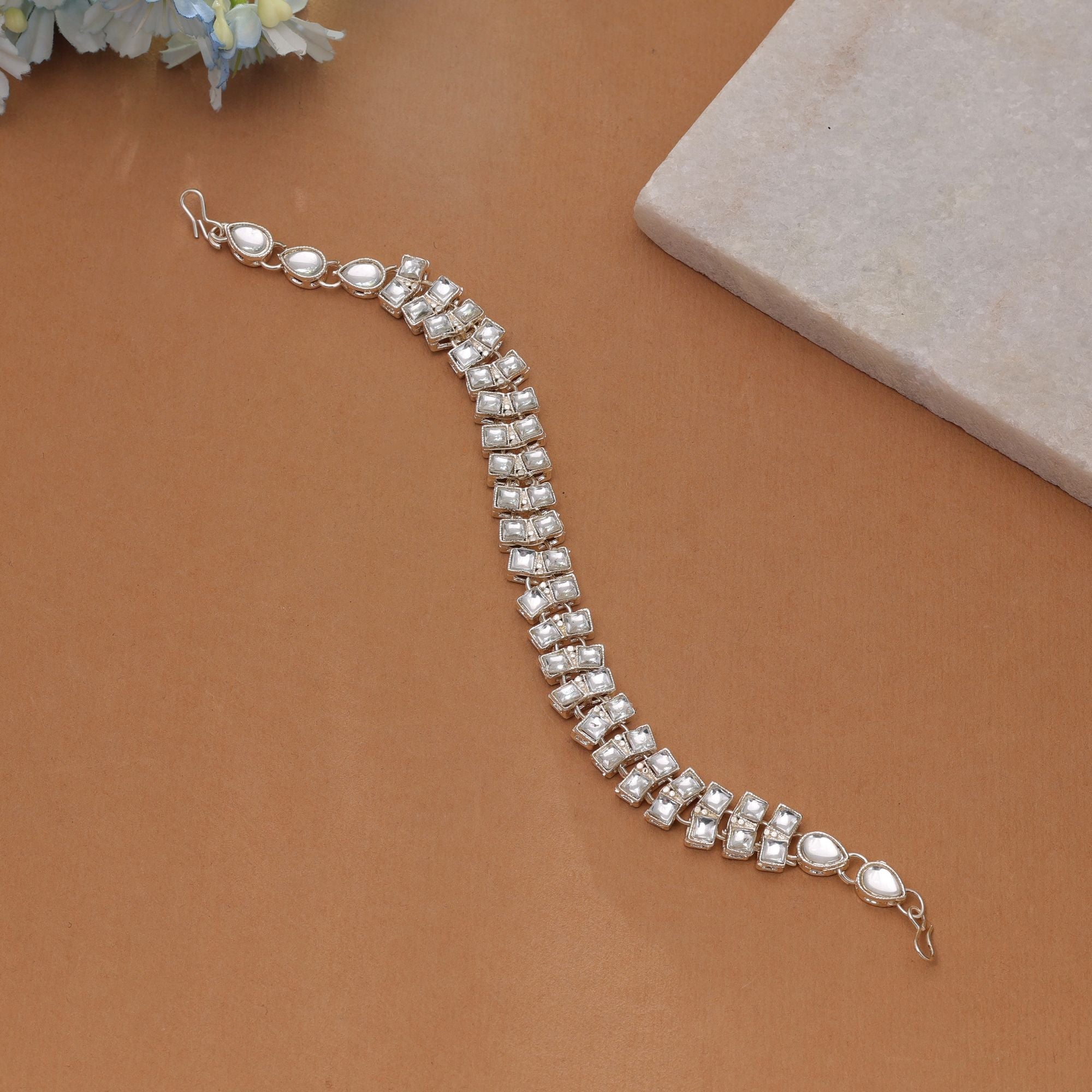 White Color Kundan Mathapatti Royal Ethnic Look