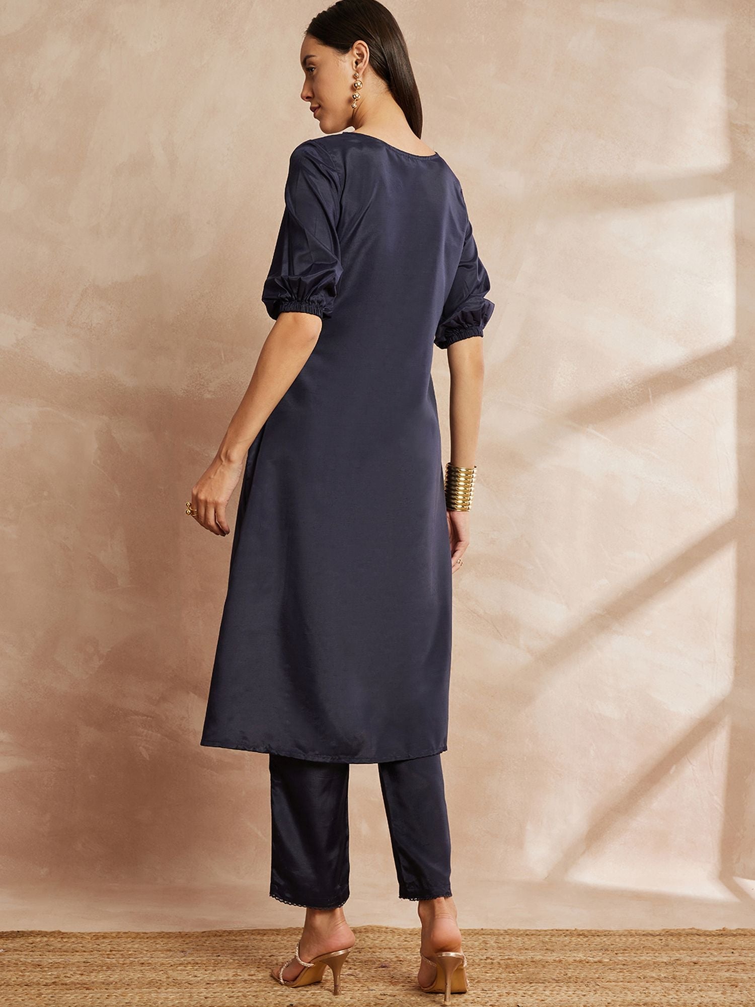 Black Color Regular Kurta with Trousers