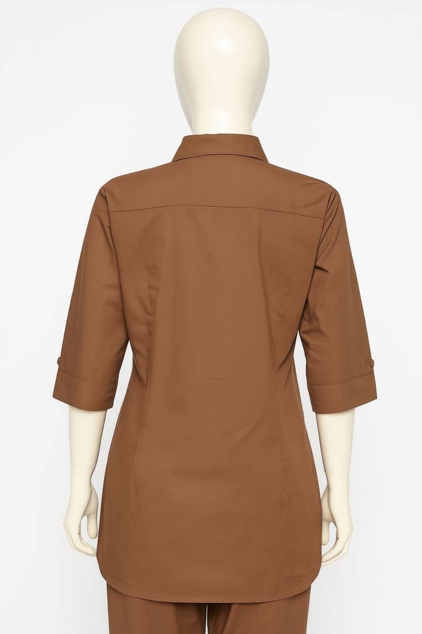 Brown Color Cotton Embroidery Coord Set