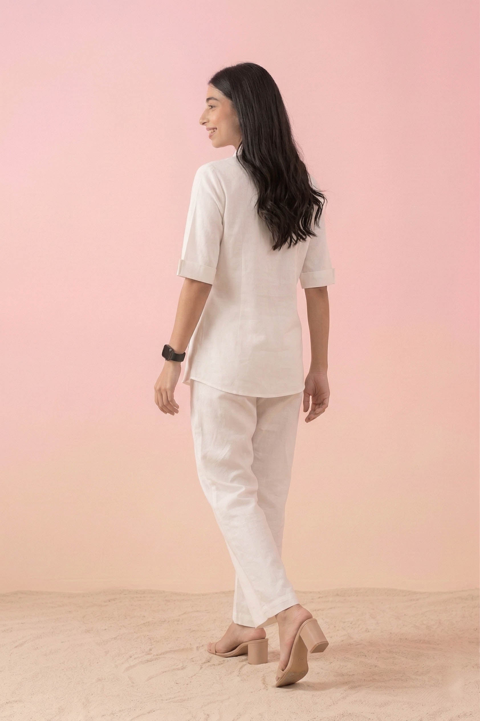 White Color Cotton Embroidery Coord Set
