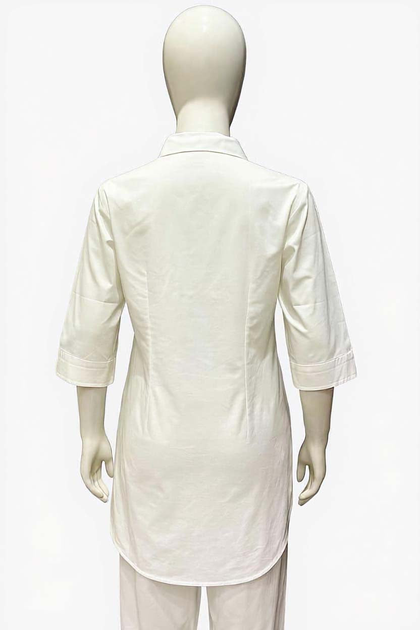 White Color Cotton Embroidery Coord Set