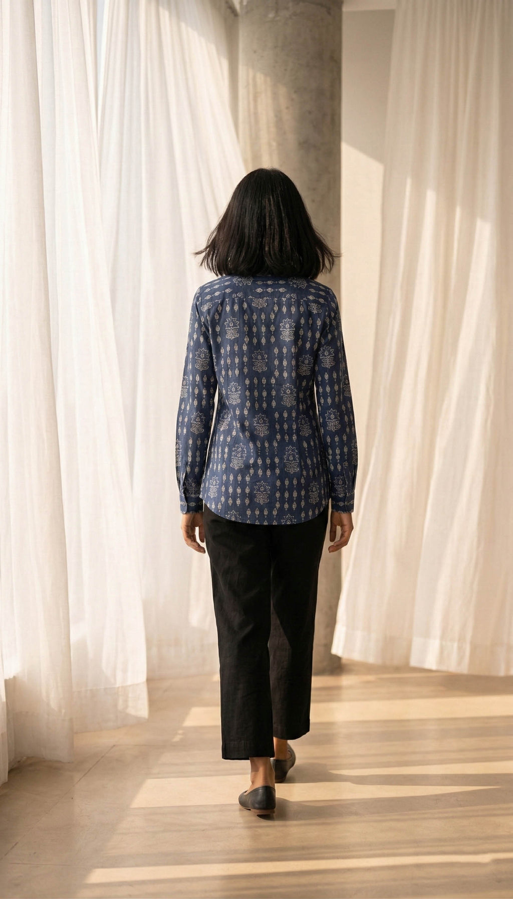 Blue Color Women Cotton Shirts