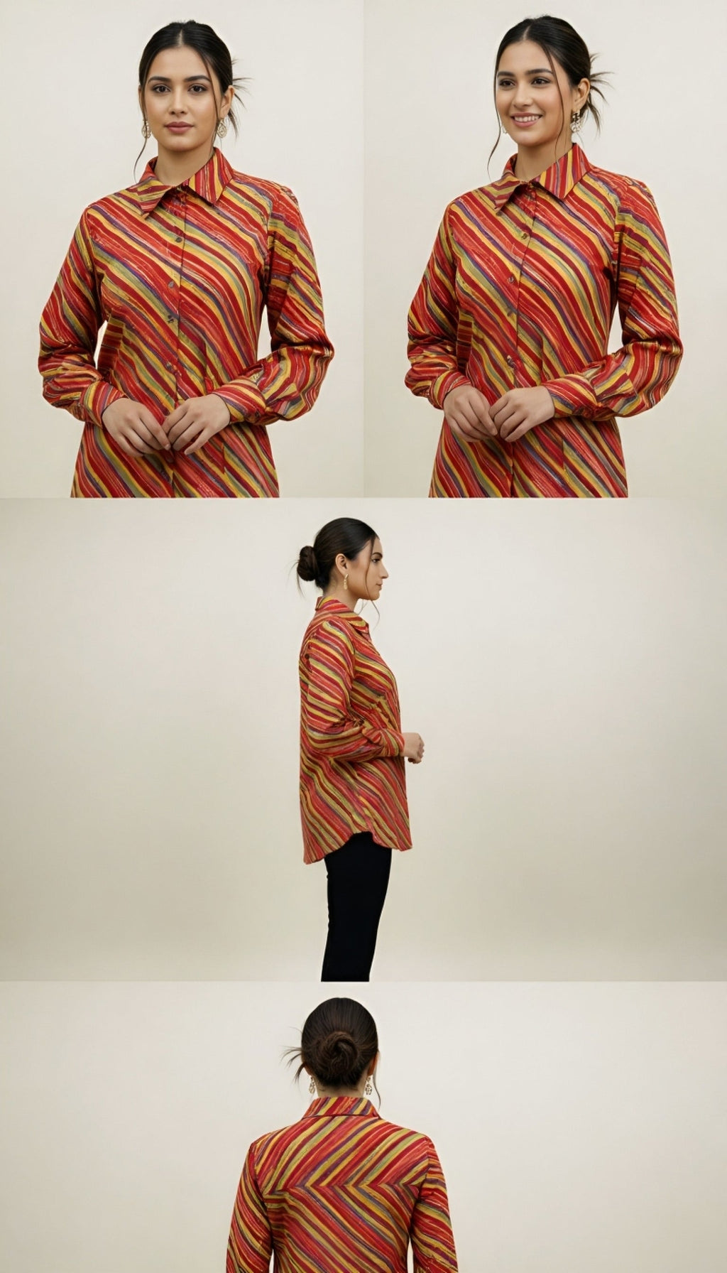 Orange Color Women Cotton Shirts