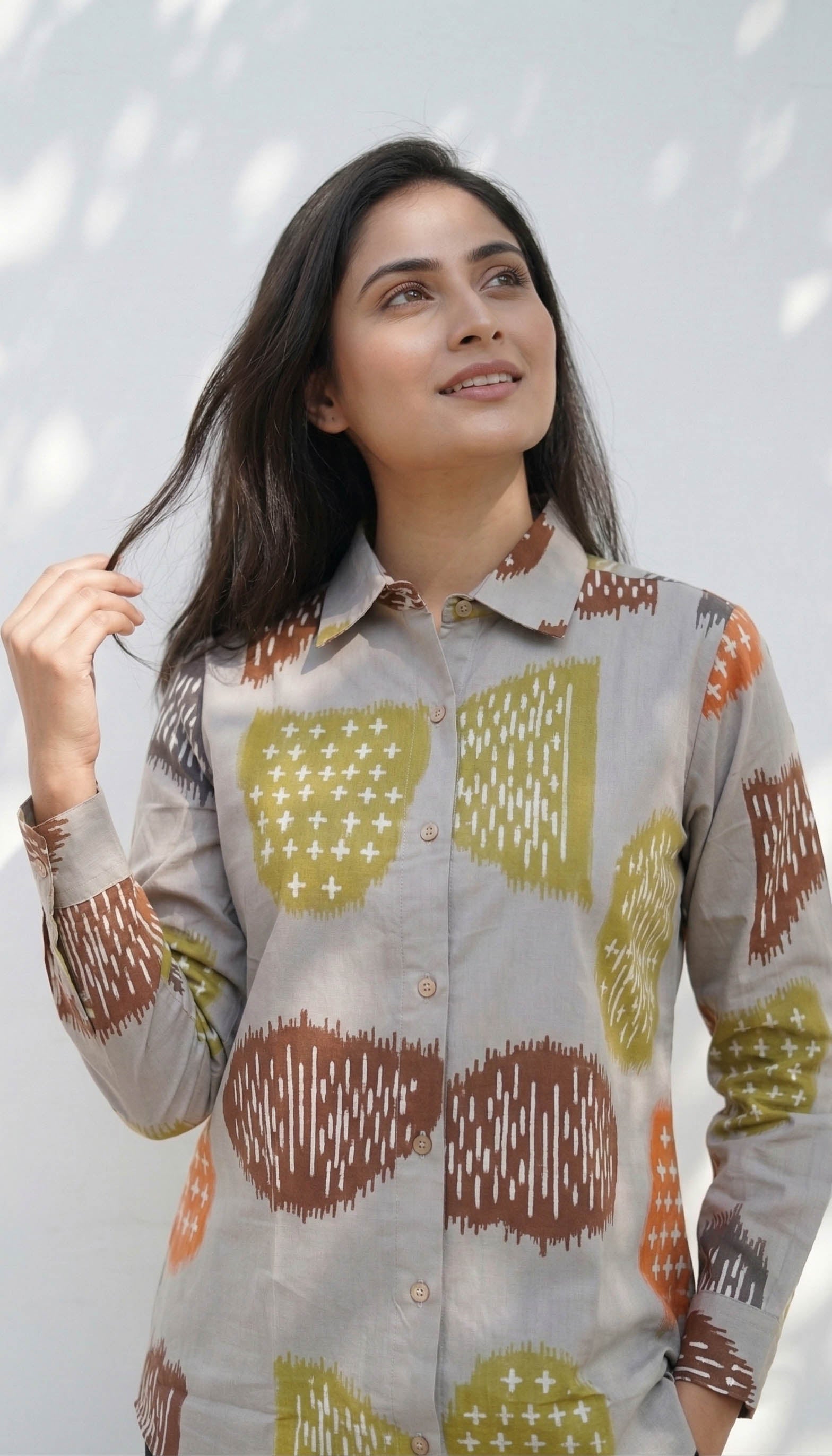 Off White Color Women Cotton Shirts