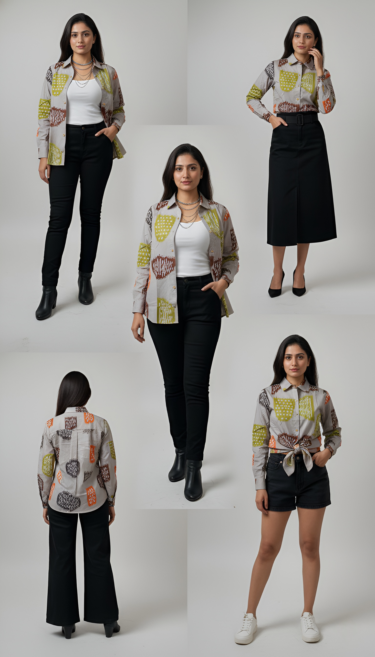 Off White Color Women Cotton Shirts