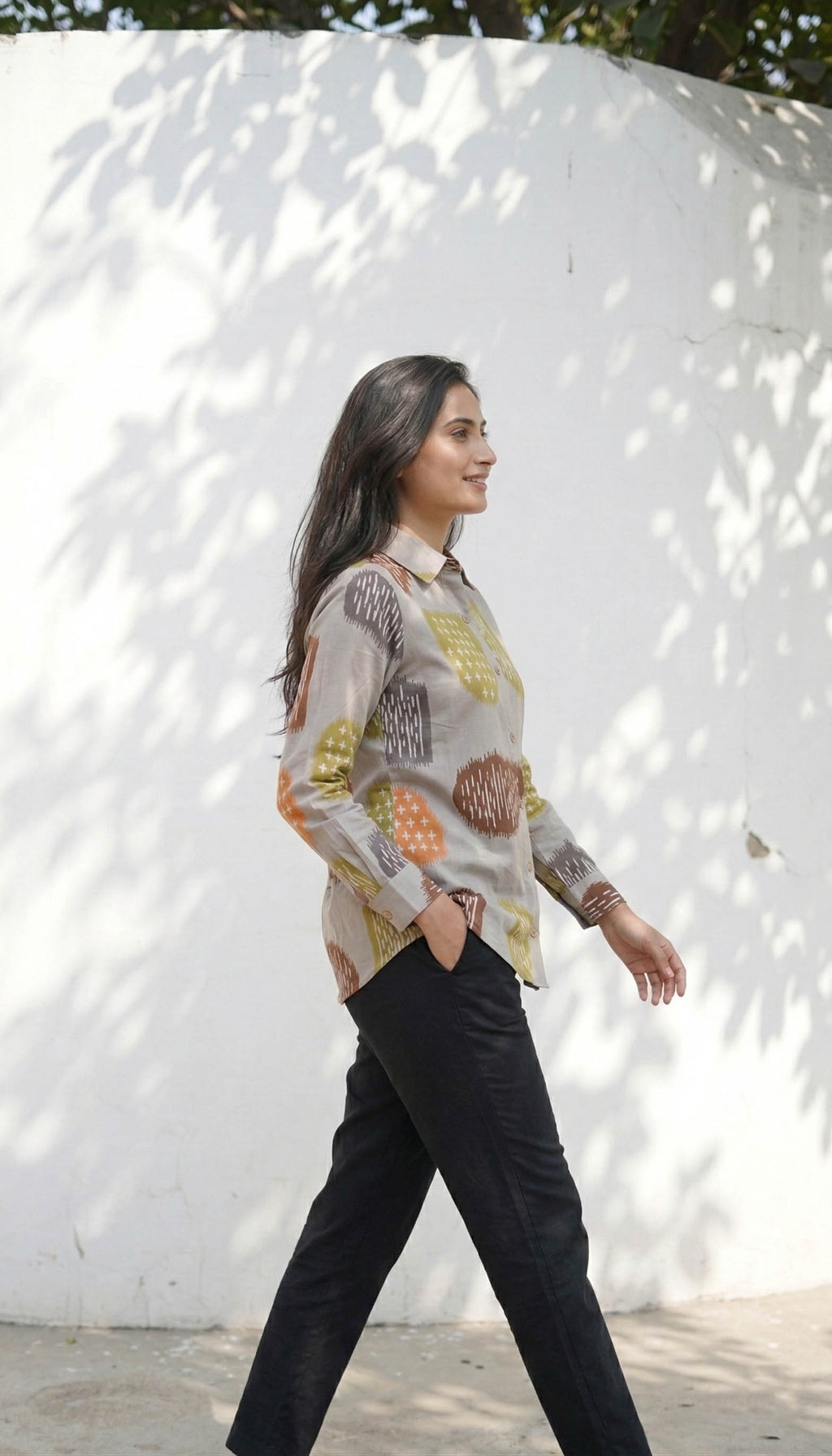 Off White Color Women Cotton Shirts