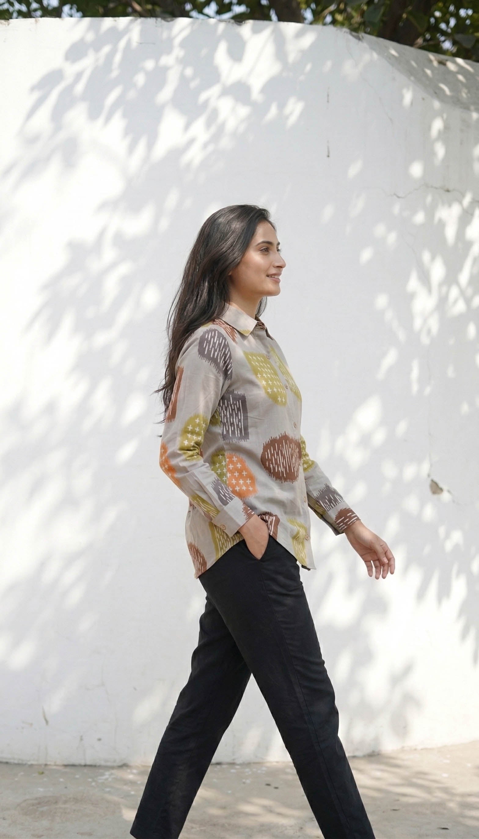 Off White Color Women Cotton Shirts