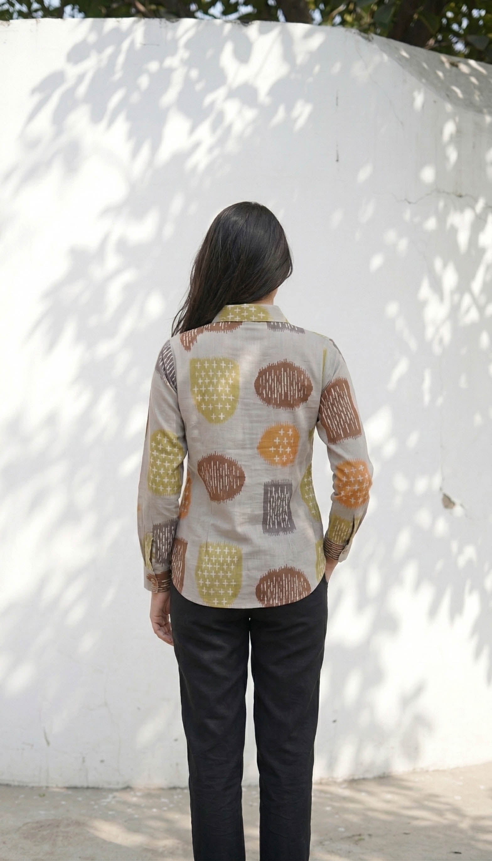 Off White Color Women Cotton Shirts
