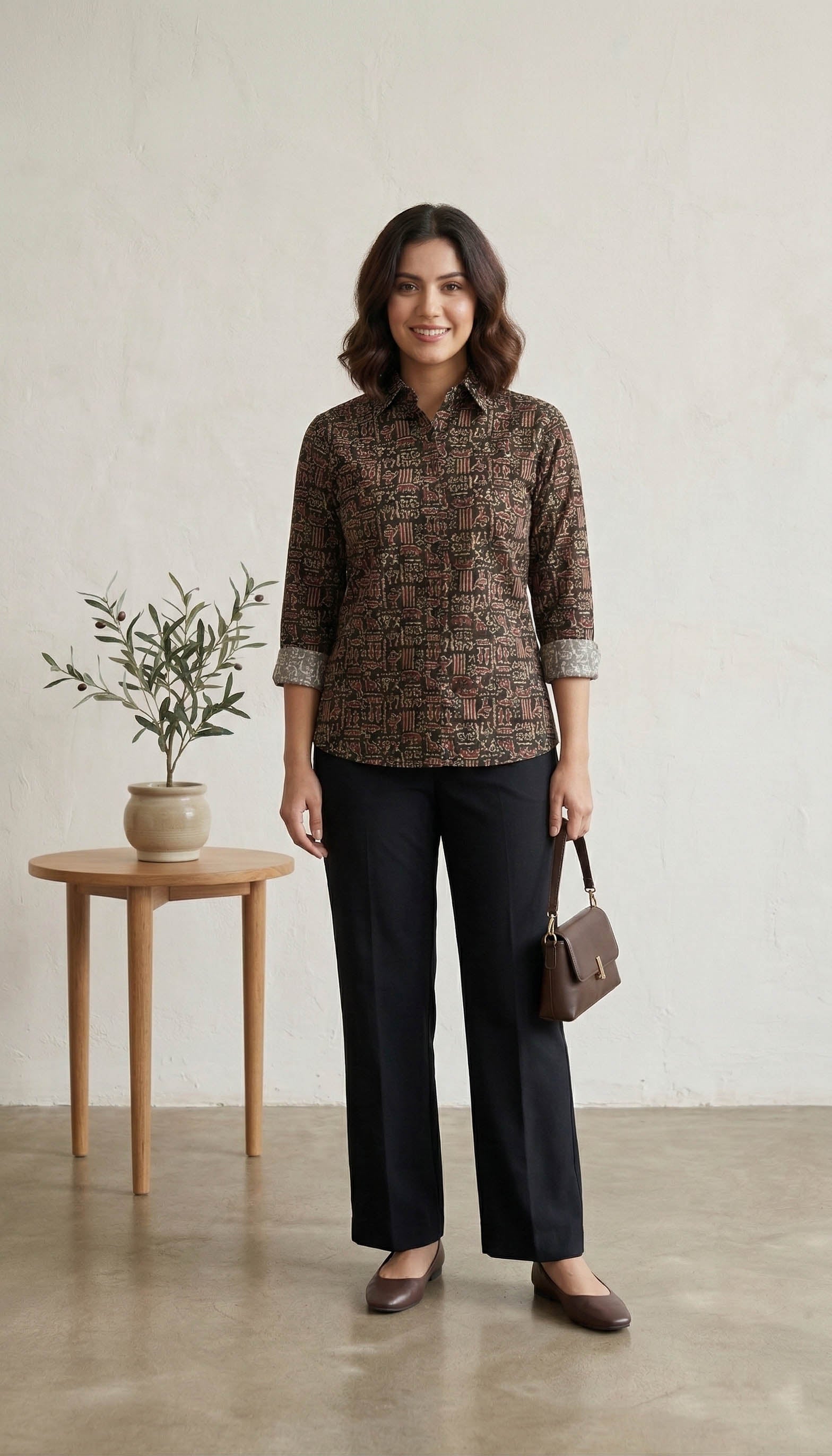 Red & Black Color Women Cotton Shirts