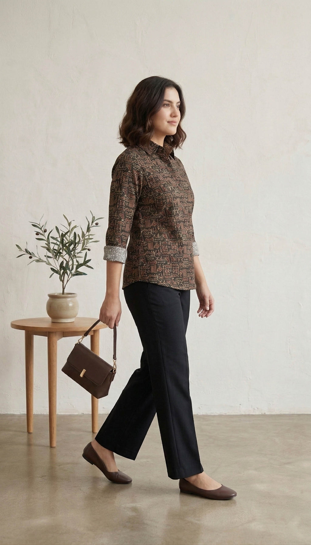 Red & Black Color Women Cotton Shirts
