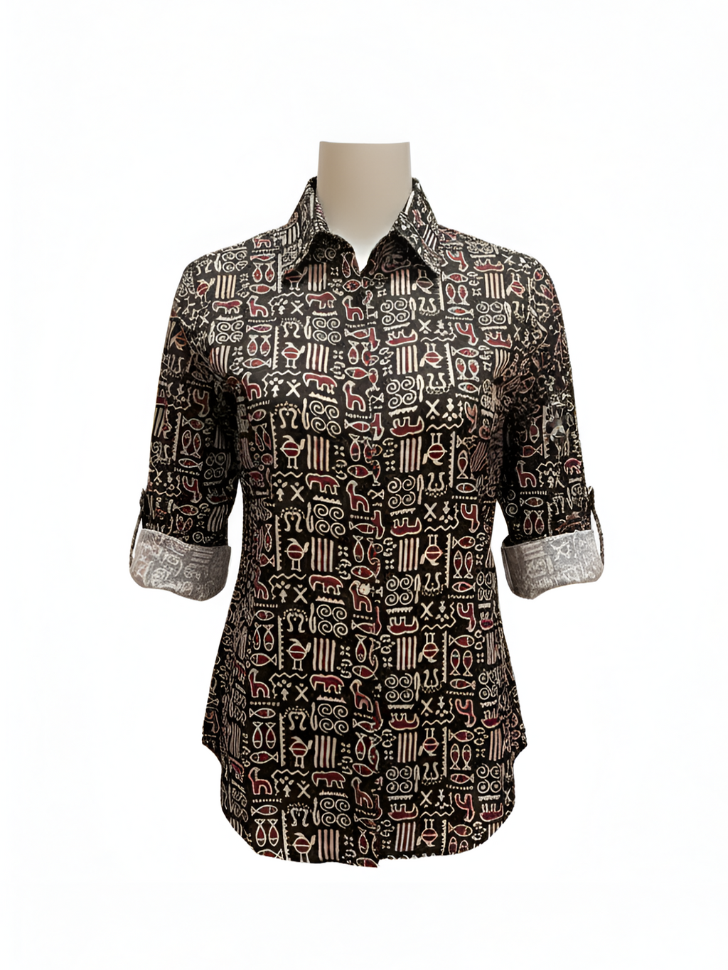 Red & Black Color Women Cotton Shirts