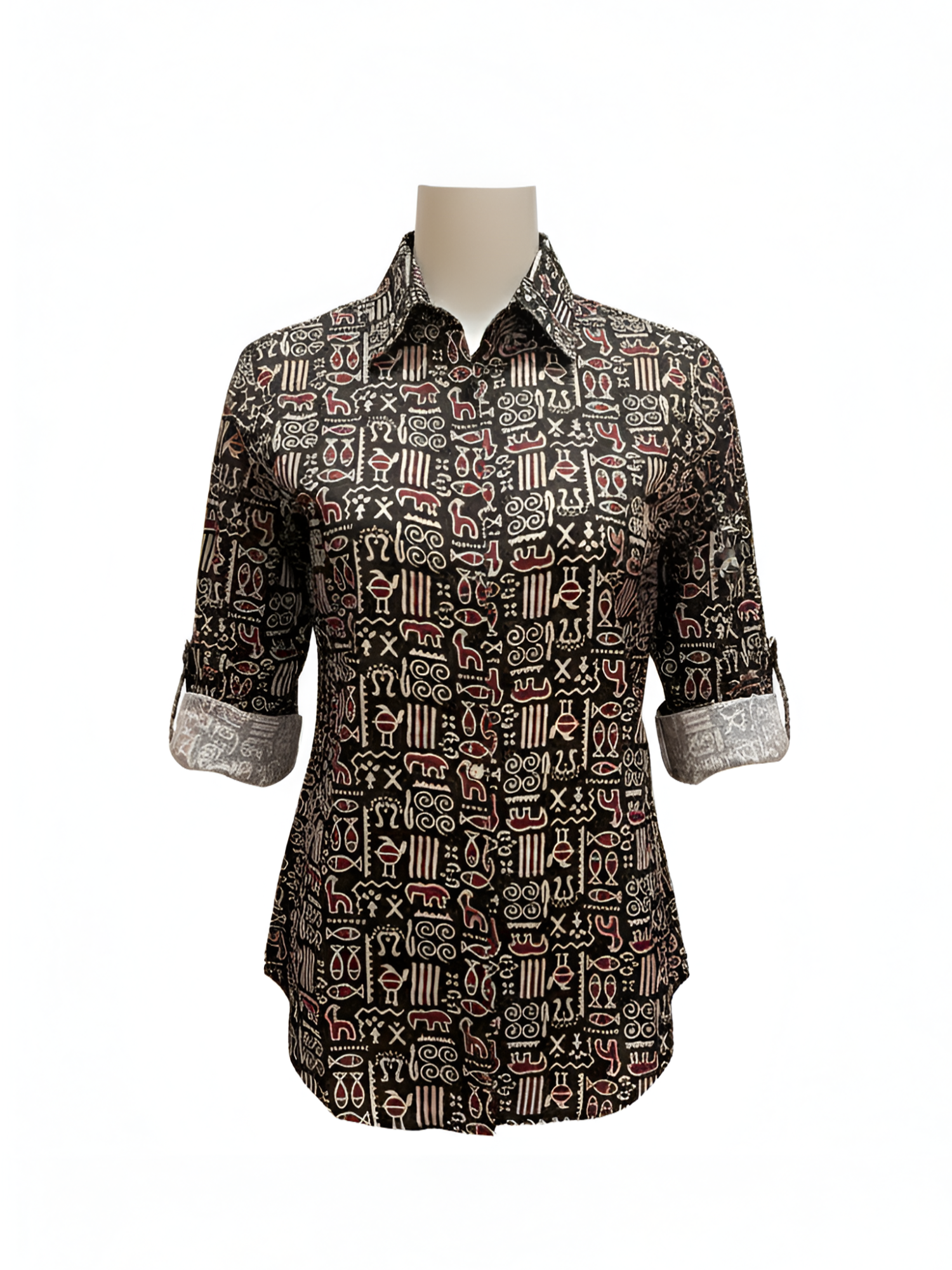 Red & Black Color Women Cotton Shirts