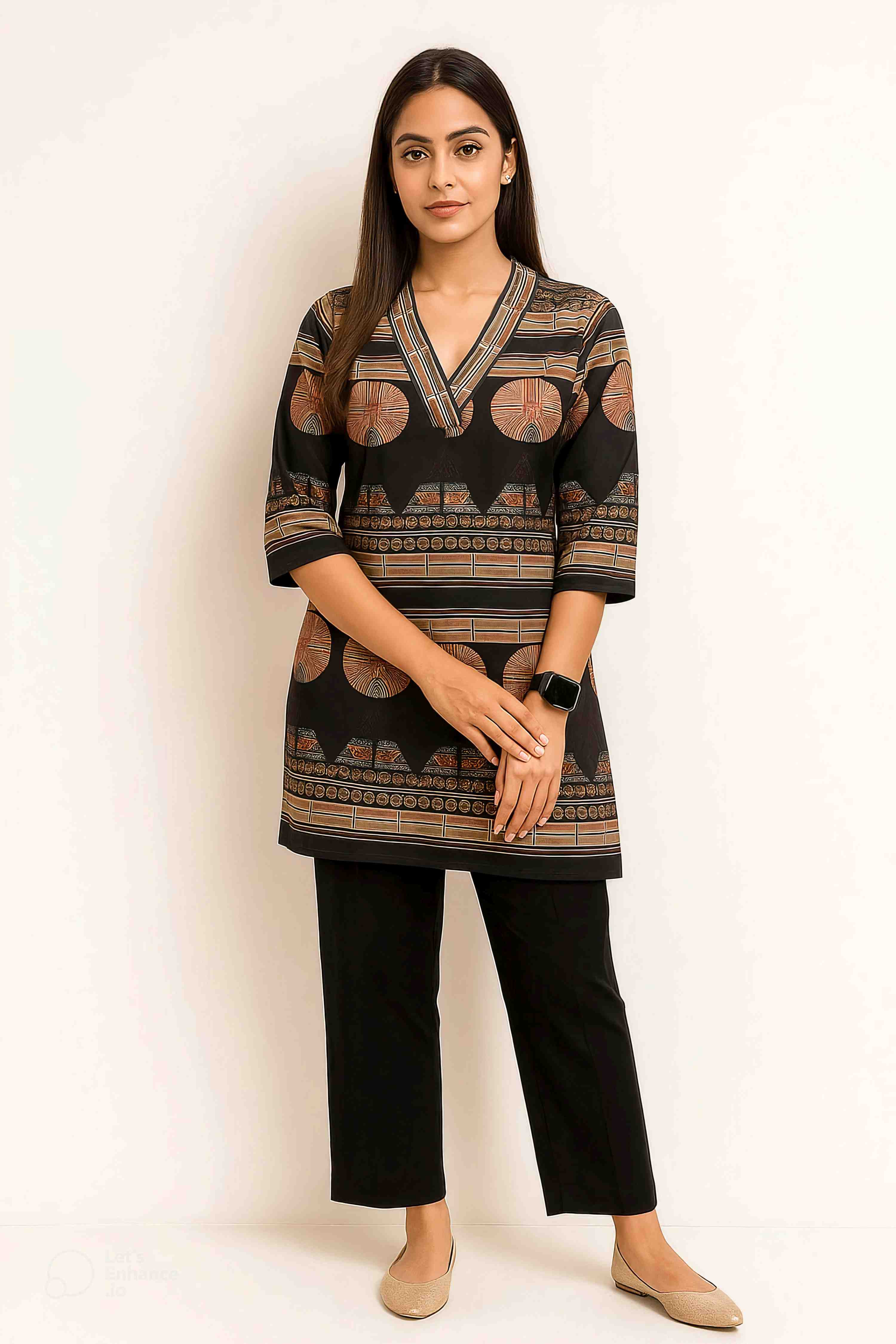 Black Color Printed Traditional Co-Ord Set