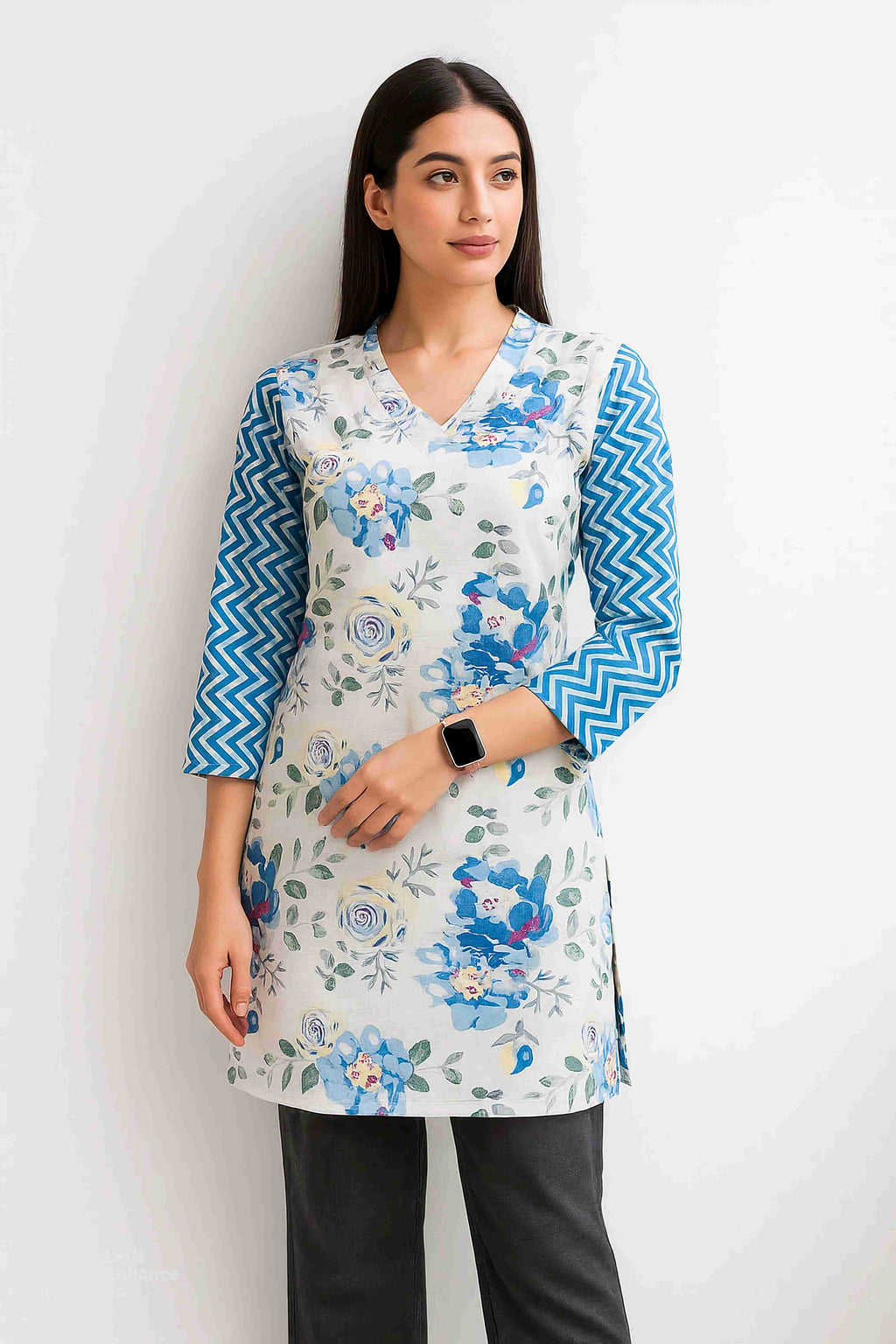 White Color Printed Traditional Co-Ord Set