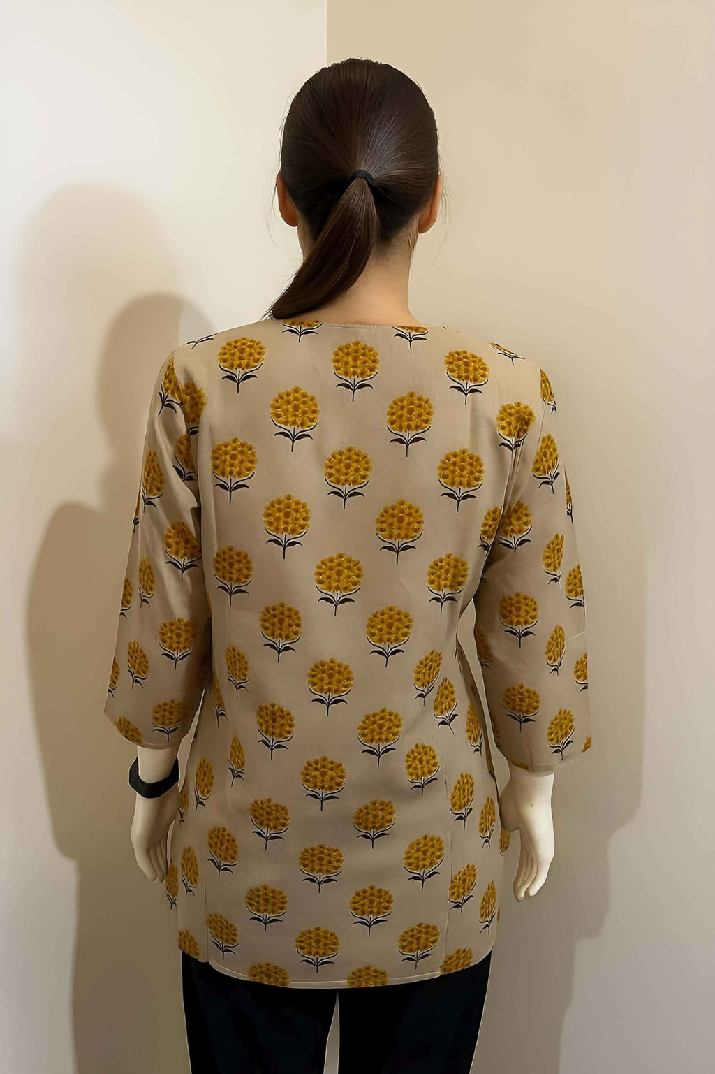 Beige Color Stylish Short Cotton Kurti